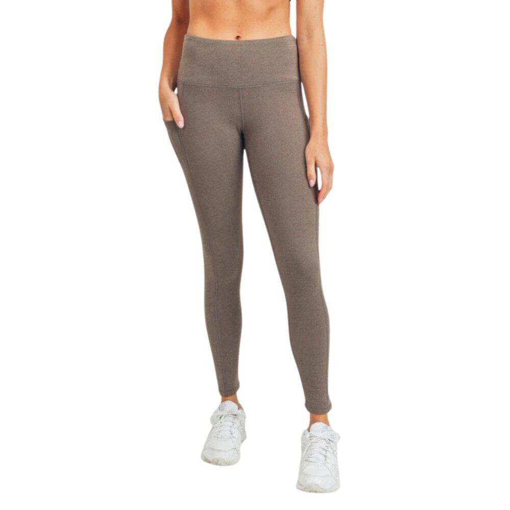 Mono B - Emory Ribbed High-Rise Leggings - Cocoa (NWT)